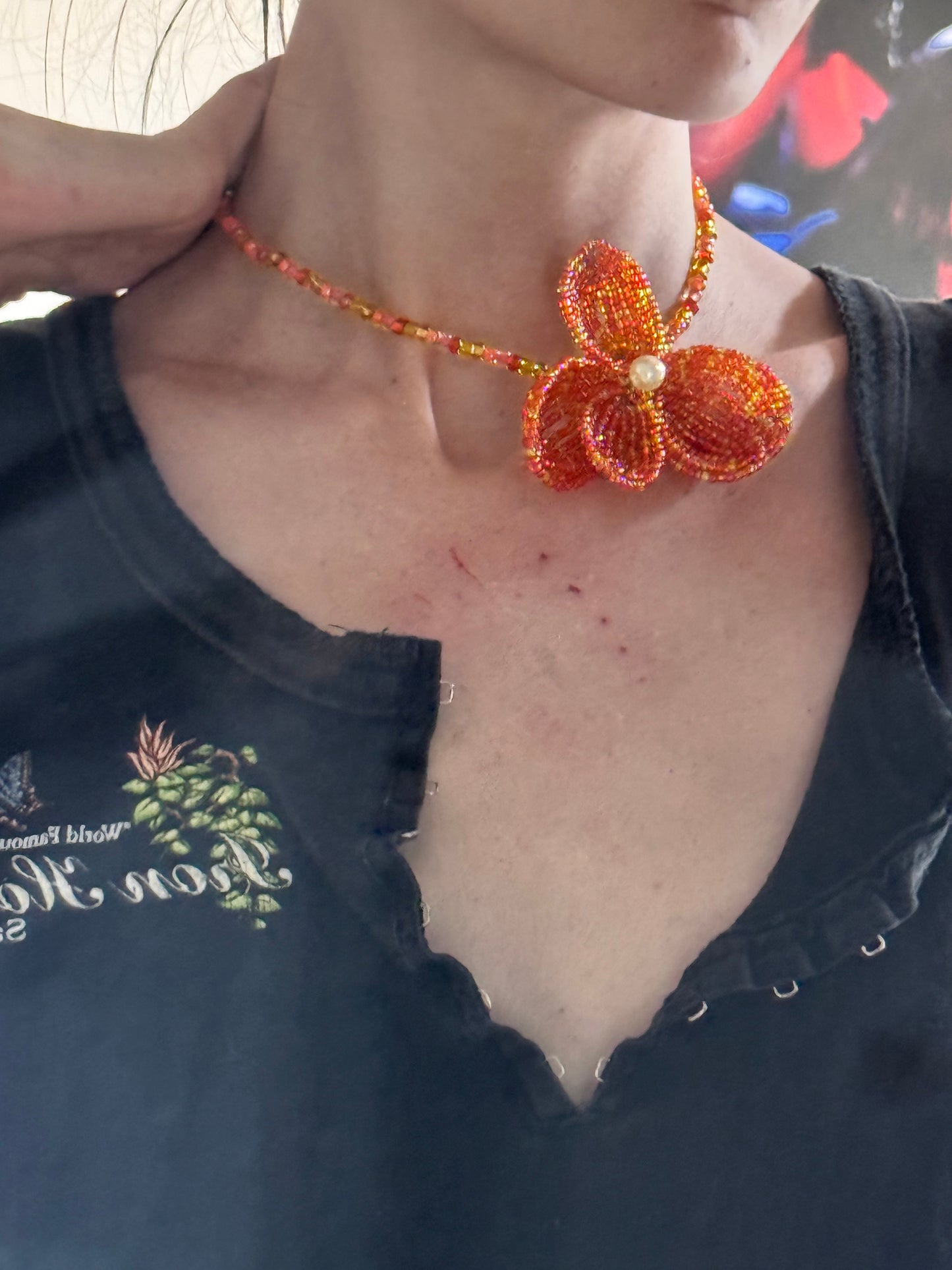 Orchid Hand Beaded Necklace